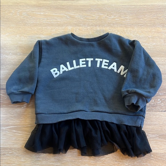 🩰🩶GREY ZARA KIDS “BALLET TEAM” SWEATER W/TULLE BOTTOM🩶🩰 - Picture 3 of 3